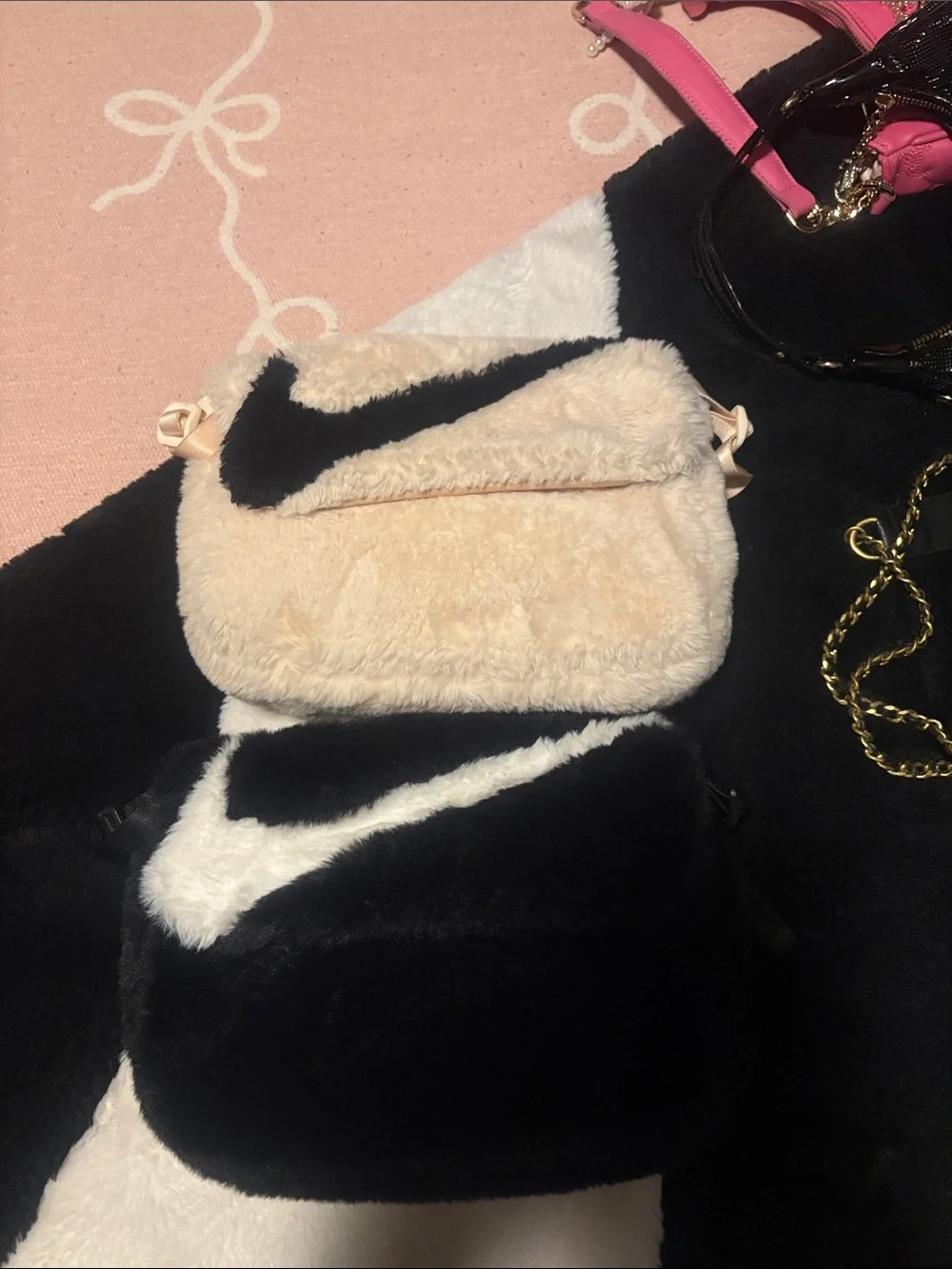 Nike Plush Swoosh Crossbody Bags - Cream & Black